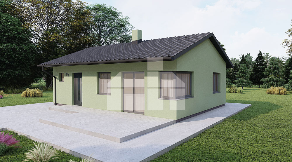 Két hálószobás bungaló kisebb telkekhez, sz.15